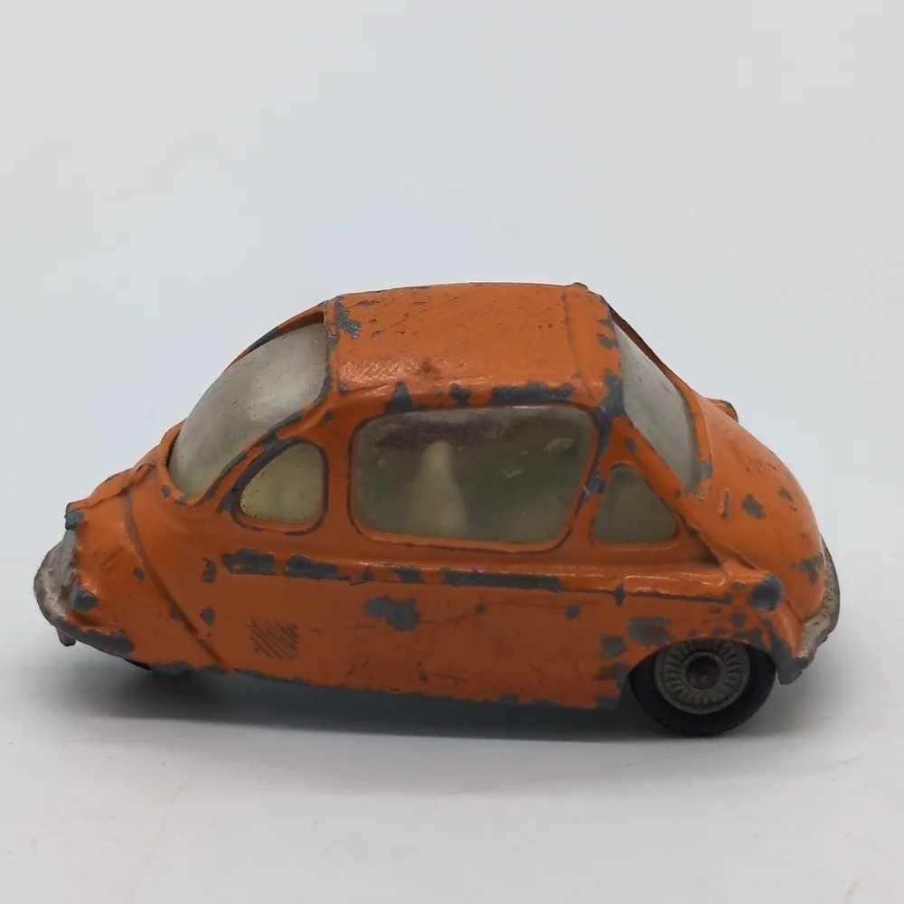 Vintage Toy Car Set - Corgi Heinkel Bubble, Midget Fire Truck, Tow Truck, Drag